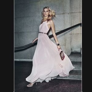 BCBGMAXAZRIA “Celestine” Beaded Halter Gown – Misty Rose – Size 0